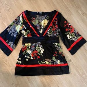Thanx Collection floral tunic with tie waist